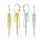 Paperclip Glam Earrings – Ατσάλινα Κρίκοι με Charms & Κρύσταλλα | So Cute by Dimi