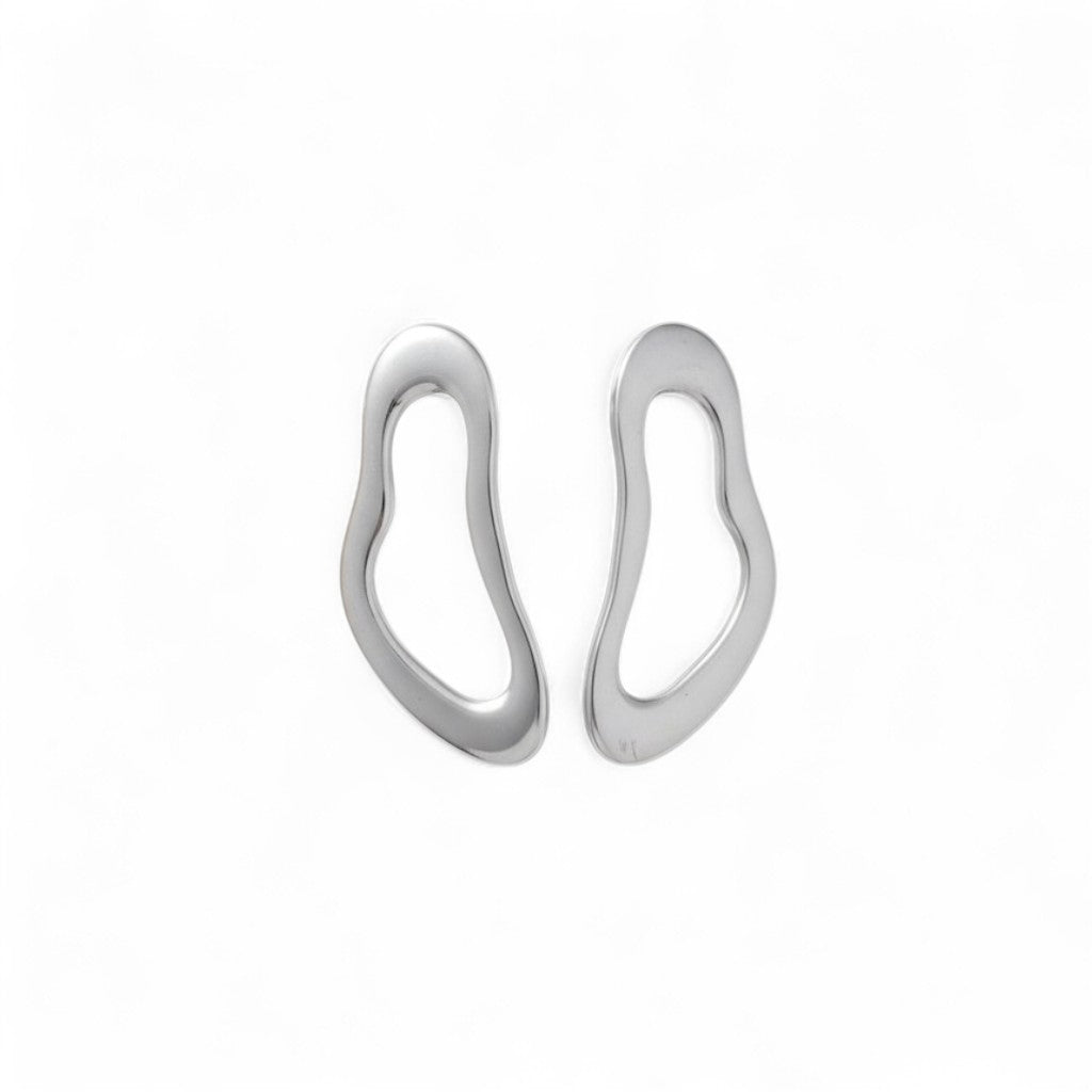 Ατσάλινα abstract σκουλαρίκια σε χρυσό και ασημί – Liquid Flow Earrings