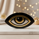 Γούρι μάτι από μαύρο πλεξιγκλάς με χρυσό & ασημί καθρέφτη – So Cute by Dimi