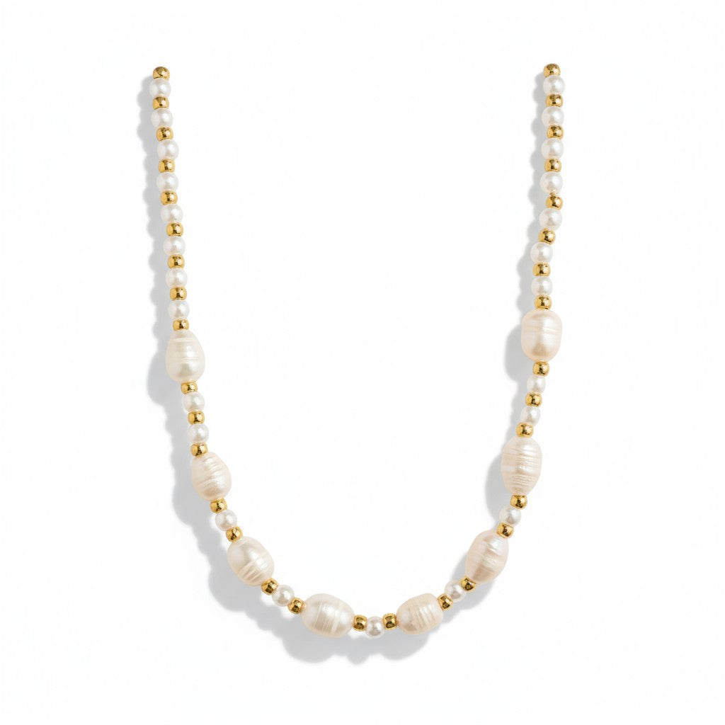 Κοντό κολιέ με γυάλινες και ακανόνιστες πέρλες – So Cute by Dimi