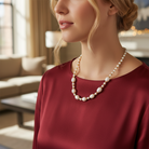 Κοντό κολιέ με γυάλινες και ακανόνιστες πέρλες – So Cute by Dimi