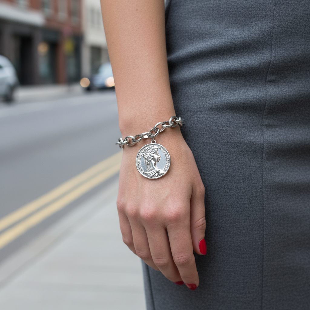 Βραχιόλι “Royal Medallion” – Ατσάλινο με μεγάλο νόμισμα  | So Cute by Dimi