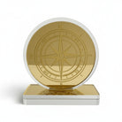 Χειροποίητο επιτραπέζιο γούρι πυξίδα από πλεξιγκλάς καθρέφτη με χάραξη, διαθέσιμο σε μαύρο ή λευκό με χρυσό ή ασημί, So Cute by Dimi.