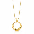 Ατσάλινο statement κολιέ με γλυπτό κυκλικό μοτίφ σε χρυσό και ασημί – Sculpted Circle Pendant So Cute by Dimi