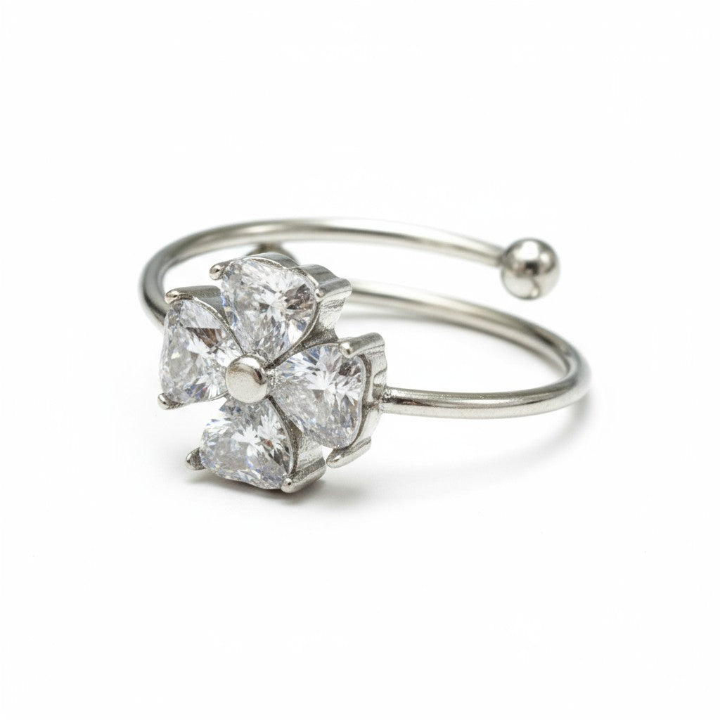 Ατσάλινο δαχτυλίδι Flora Glow με ζιργκόν λουλούδι – So Cute by Dimi