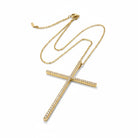 Ατσάλινο κολιέ με σταυρό 5,5×4 εκ και λευκά ζιργκόν So Cute by Dimi