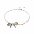 Χειροποίητο choker κολιέ με πέρλες και φιογκάκι αιματίτη – Irene Choker Necklace – So Cute by Dimi