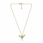 Stainless steel angel wing heart necklace with rhinestones in gold  – So Cute by Dimi.