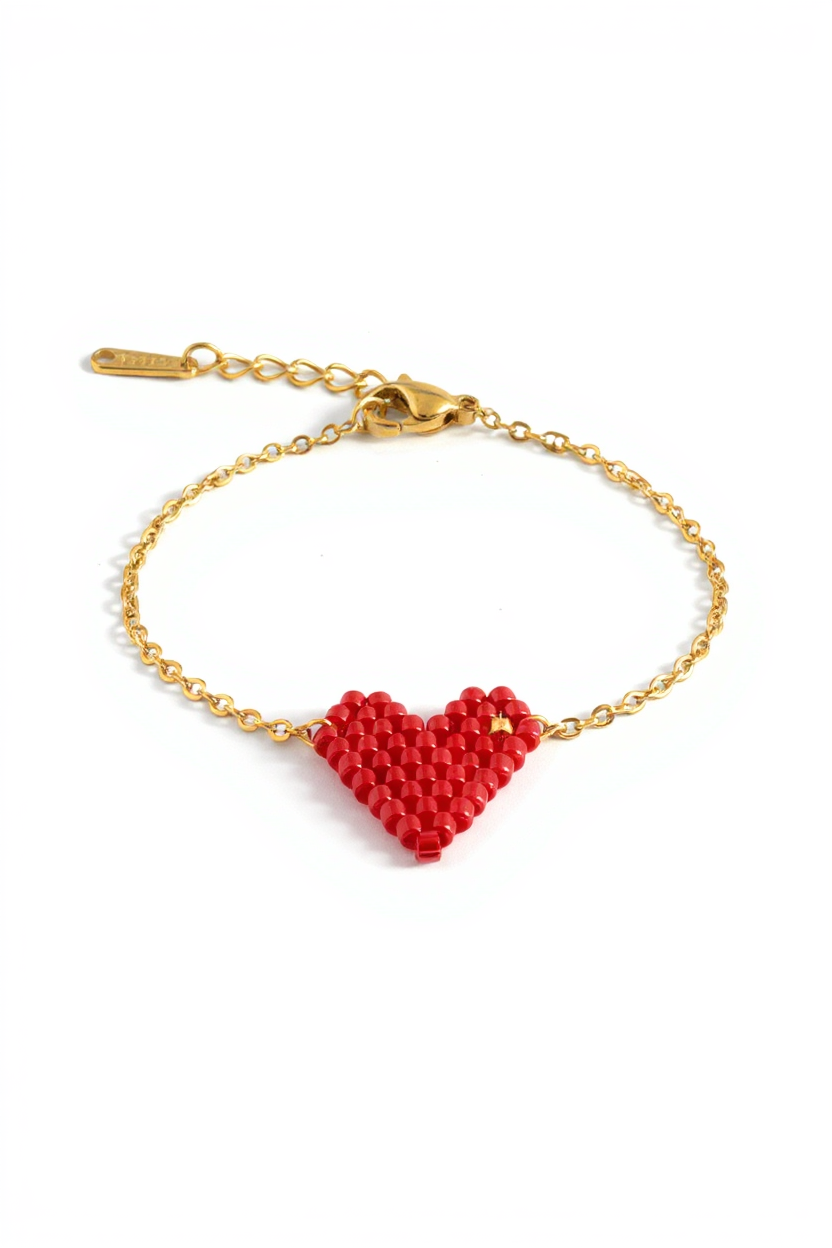 Mini Heart Glow Bracelet – Βραχιόλι με Καρδιά από Χάντρες Miyuki | So Cute by Dimi