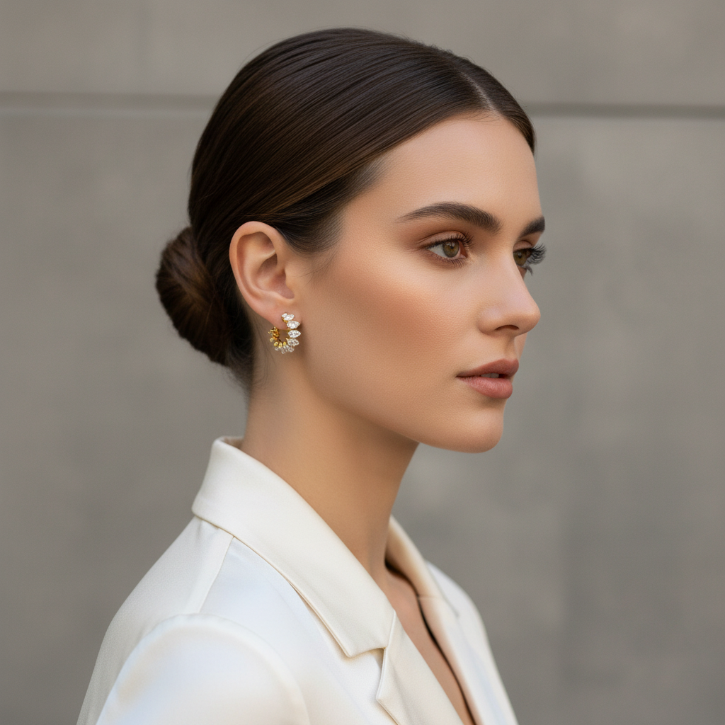 Ατσάλινα hoops Luna Glow με ζιργκόν σε χρυσό και ασημί – So Cute by Dimi