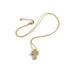 Luxe Pavé Cross Necklace – Ατσάλινο Κολιέ Σταυρός με Ζιργκόν | So Cute by Dimi