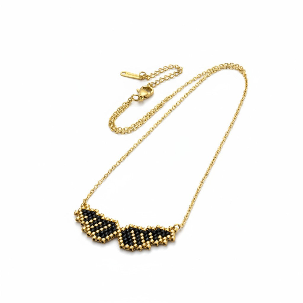 Ατσάλινο κολιέ Angel Wings με μοτίφ φτερά αγγέλου από χάντρες Miyuki – So Cute by Dimi