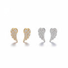 Crystal Angel Studs – Ατσάλινα Σκουλαρίκια με Φτερό Αγγέλου & Ζιργκόν | So Cute by Dimi