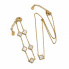 Ατσάλινο κολιέ & βραχιόλι So Cute by Dimi με χρυσή αλυσίδα και τετράφυλλο μοτίφ σε μαύρο ή λευκό φίλντισι