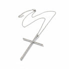 Ατσάλινο κολιέ με σταυρό 5,5×4 εκ και λευκά ζιργκόν So Cute by Dimi