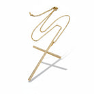 Ατσάλινο κολιέ με σταυρό 5,5×4 εκ και λευκά ζιργκόν So Cute by Dimi