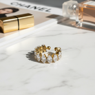 Ατσάλινο δαχτυλίδι Luna Glow με ζιργκόν σε χρυσό και ασημί – So Cute by Dimi