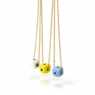 Κολιέ με κυβάκι πορσελάνης μάτι και ατσάλινη αλυσίδα – So Cute by Dimi