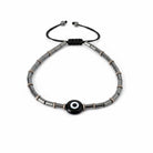 Ανδρικό χειροποίητο βραχιόλι με χάντρες αιματίτη και ματάκι – So Cute by Dimi