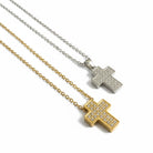 Luxe Pavé Cross Necklace – Ατσάλινο Κολιέ Σταυρός με Ζιργκόν - So Cute by Dimi