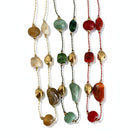 Μακρύ κολιέ με κορδόνι, χάντρες πέτρας και ατσάλινα μεταλλικά στοιχεία – So Cute by Dimi