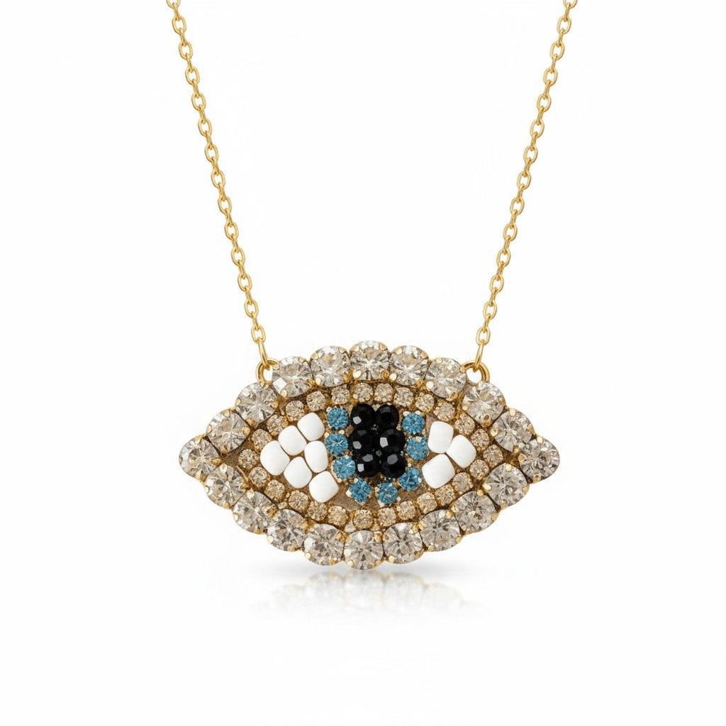 Κολιέ Shiny Eye με στρας & χάντρες – So Cute by Dimi