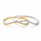 Ατσάλινο βραχιόλι με κυματιστή γραμμή και ζιργκόν – Crystal Wave Bangle