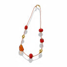 Μακρύ κολιέ με κορδόνι, χάντρες πέτρας και ατσάλινα μεταλλικά στοιχεία – So Cute by Dimi