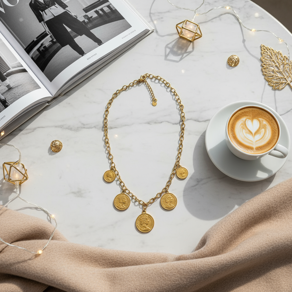 Κολιέ Royal Coins – Ατσάλινο με Νομίσματα - So Cute by Dimi