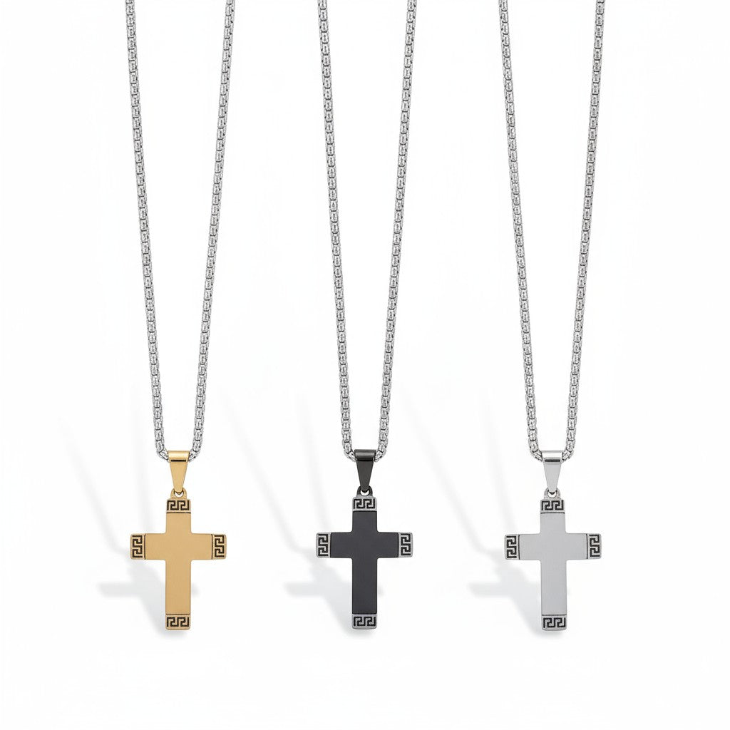 Ανδρικό ατσάλινο κολιέ με σταυρό 55cm – So Cute by Dimi