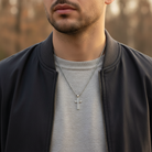 Ανδρικό ατσάλινο κολιέ με σταυρό 55cm – So Cute by Dimi