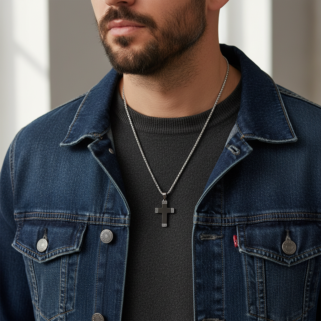 Ανδρικό ατσάλινο κολιέ με σταυρό 55cm – So Cute by Dimi