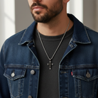 Ανδρικό ατσάλινο κολιέ με σταυρό 55cm – So Cute by Dimi