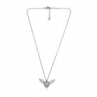 Stainless steel angel wing heart necklace with rhinestones in silver – So Cute by Dimi.