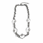 Rhombus Glow Necklace – Ατσάλινο κολιέ με ρομβοειδείς συνδέσμους και ζιργκόν σε ασημί, So Cute by Dimi