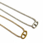 Ατσάλινo κολιέ με στρας σε χρυσό ή ασημι χρώμα και μοτίφ οβάλ -So Cute by DImi