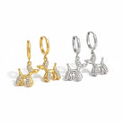 Σκουλαρίκια από ατσάλι σε σχήμα balloon dog με strass, σε χρυσό και ασημί – So Cute by Dimi