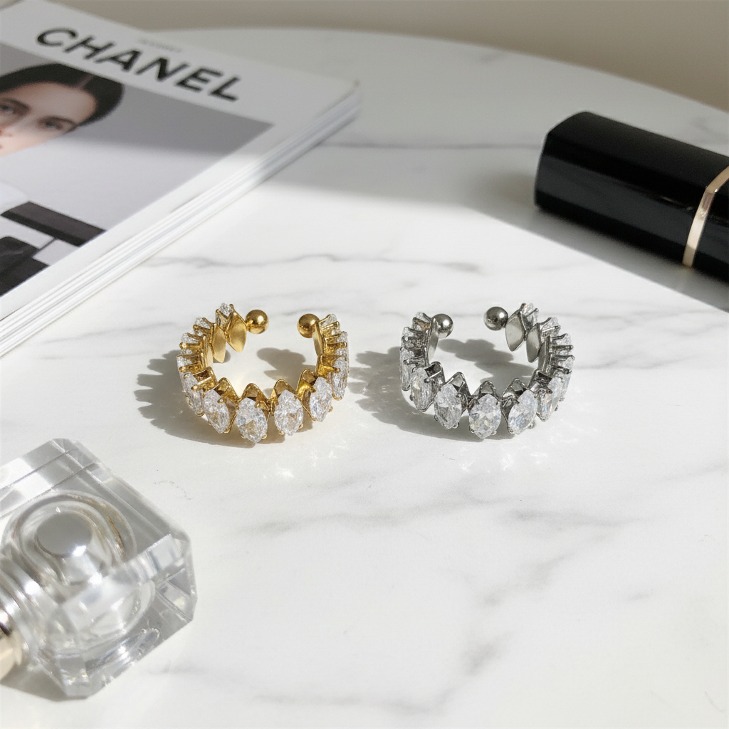 Ατσάλινο δαχτυλίδι Luna Glow με ζιργκόν σε χρυσό και ασημί – So Cute by Dimi