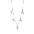 Ατσάλινο κολιέ με πέντε σταυρούς και ζιργκόν – Crystal Cross Charm Necklace So Cute by Dimi