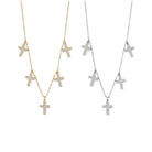Ατσάλινο κολιέ με πέντε σταυρούς και ζιργκόν – Crystal Cross Charm Necklace So Cute by Dimi