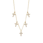 Ατσάλινο κολιέ με πέντε σταυρούς και ζιργκόν – Crystal Cross Charm Necklace So Cute by Dimi