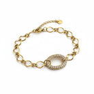 Stainless steel pavé oval link bracelet in  gold – So Cute by Dimi.