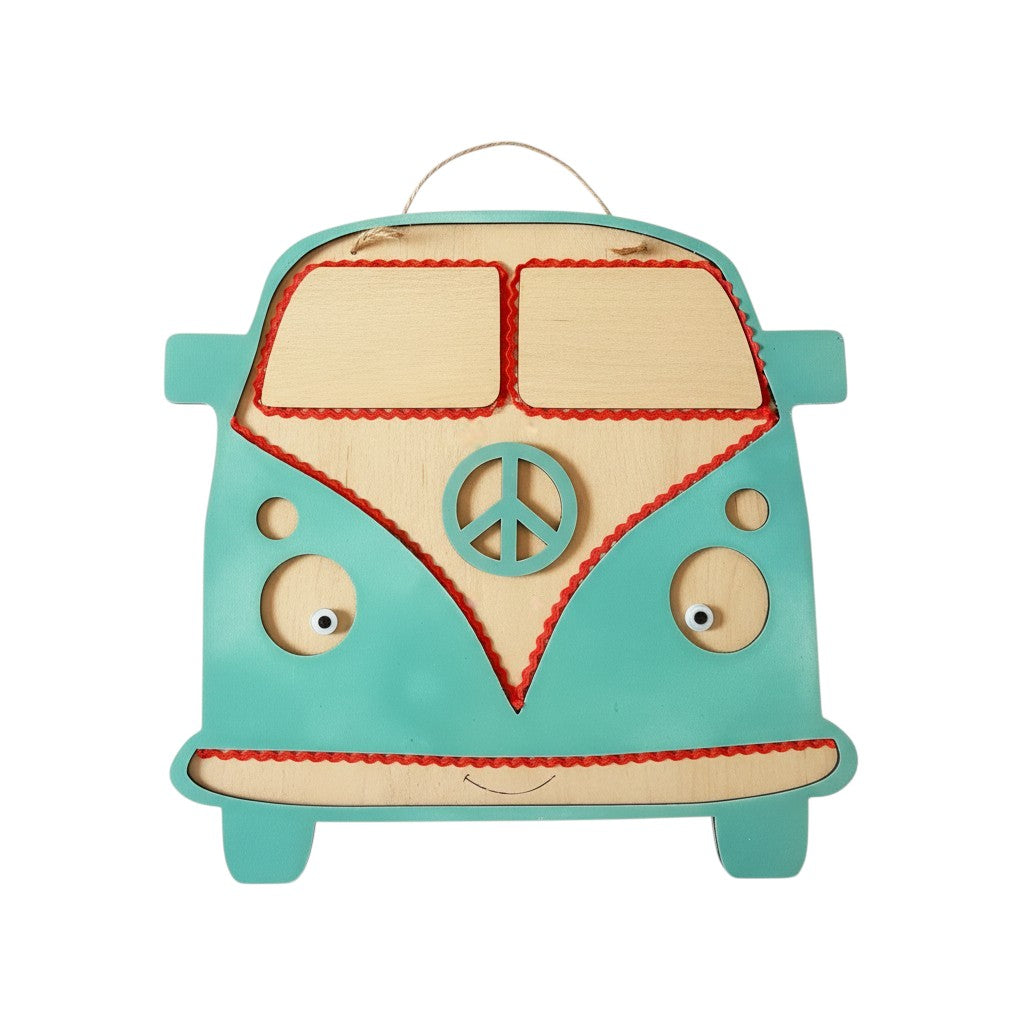 Handmade turquoise wooden VW bus frame 29×25 cm, children’s room wall decor, So Cute by Dimi.