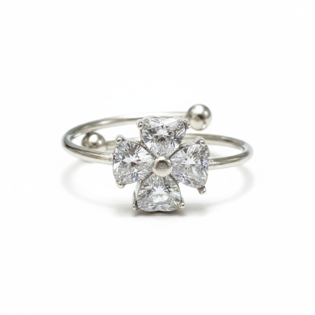 Ατσάλινο δαχτυλίδι Flora Glow με ζιργκόν λουλούδι – So Cute by Dimi