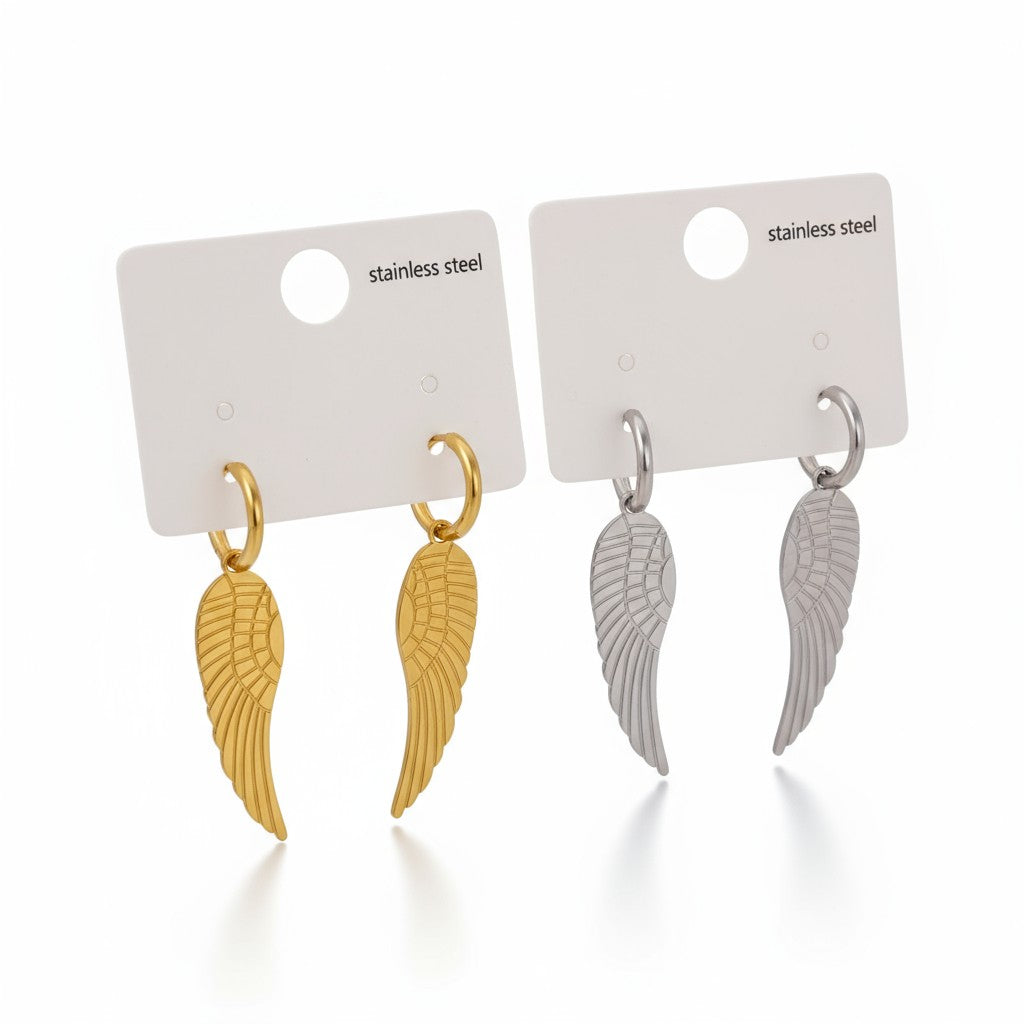 Angel Wing Earrings – Ατσάλινα Σκουλαρίκια με Φτερό Αγγέλου | So Cute by Dimi