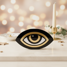 Γούρι μάτι από μαύρο πλεξιγκλάς με χρυσό & ασημί καθρέφτη – So Cute by Dimi