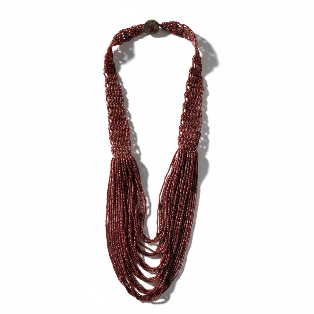 Μακρύ boho κολιέ με πολλές σειρές χαντρών και πλεκτό λαιμό σε διάφορα χρώματα – So Cute by Dimi