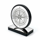 Χειροποίητο επιτραπέζιο γούρι πυξίδα από πλεξιγκλάς καθρέφτη με χάραξη, διαθέσιμο σε μαύρο ή λευκό με χρυσό ή ασημί, So Cute by Dimi.