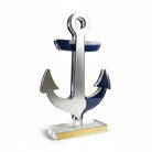 Χειροποίητο επιτραπέζιο γούρι άγκυρα από πλεξιγκλάς καθρέφτη σε ασημί και μπλε, So Cute by Dimi.