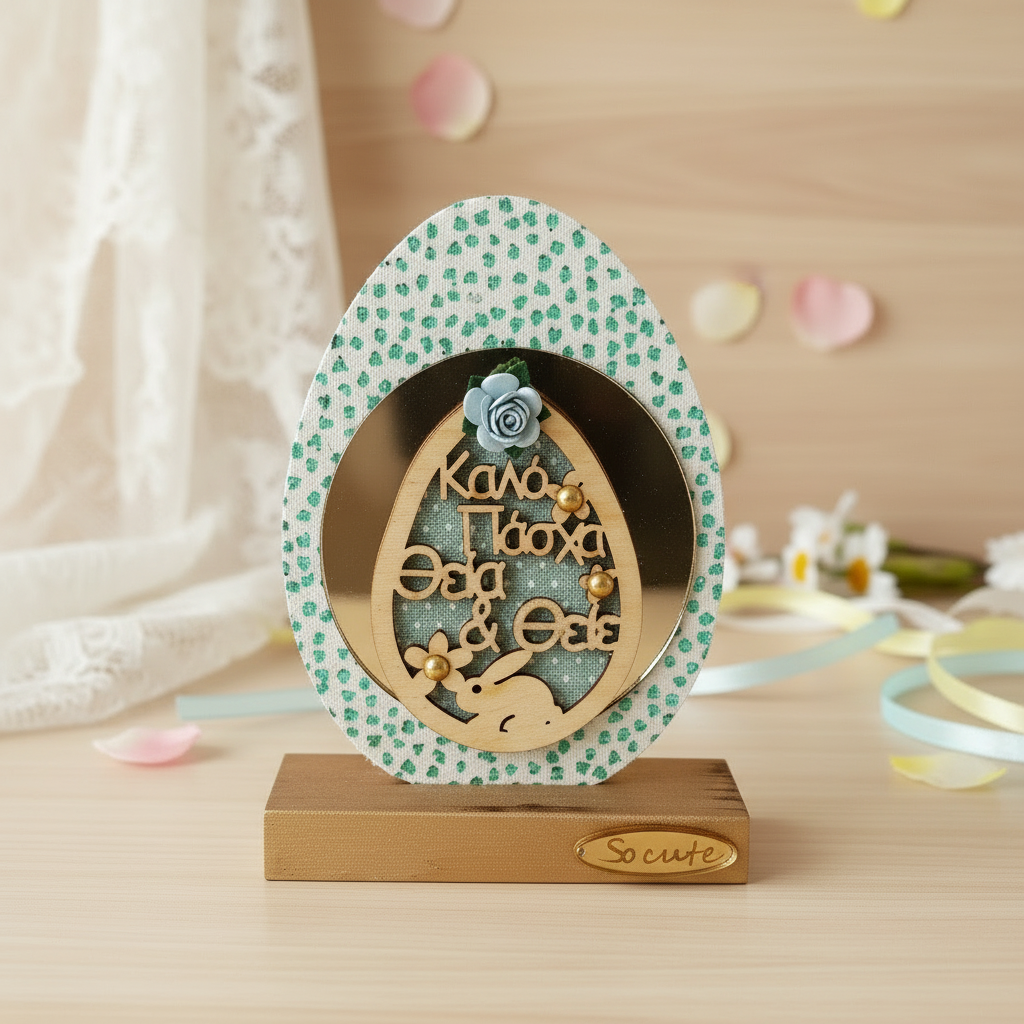 Χειροποίητο Πασχαλινό Γούρι Αυγό με Υφασμάτινη Επένδυση – Προσωποποιημένο | So Cute by Dimi